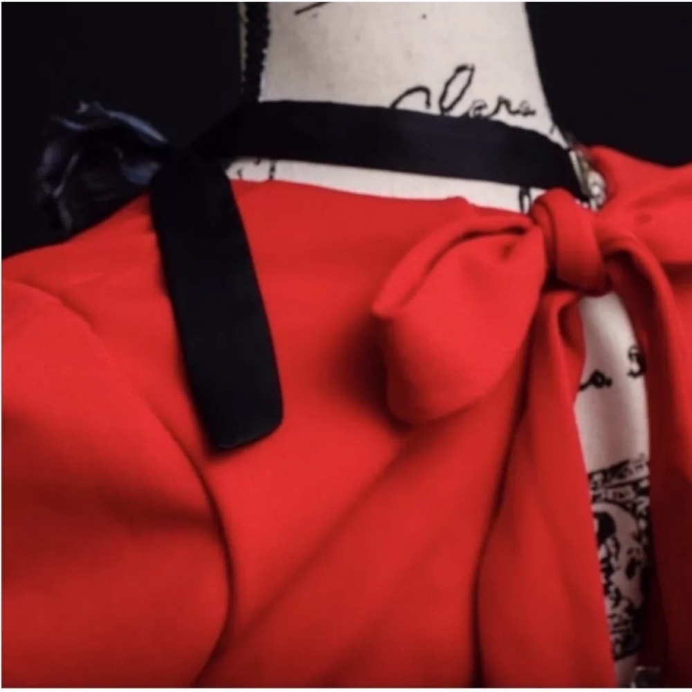 B Darlin Red Fit & Flare Bow Back Mini Dress | Cherry Girl Valentine NYE Size 9 - Picture 11 of 13